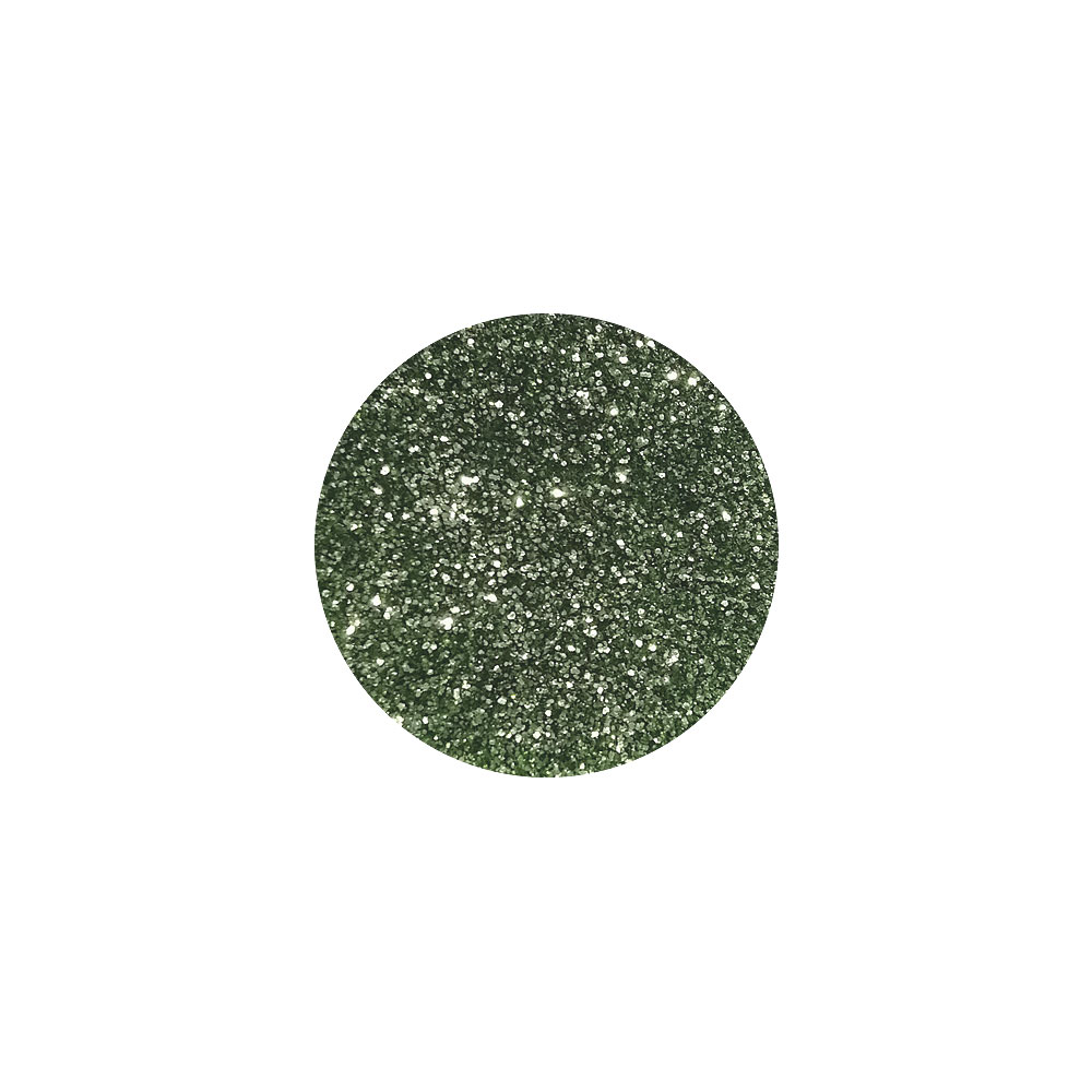 polvere glitter per unghie di colore verde salvia