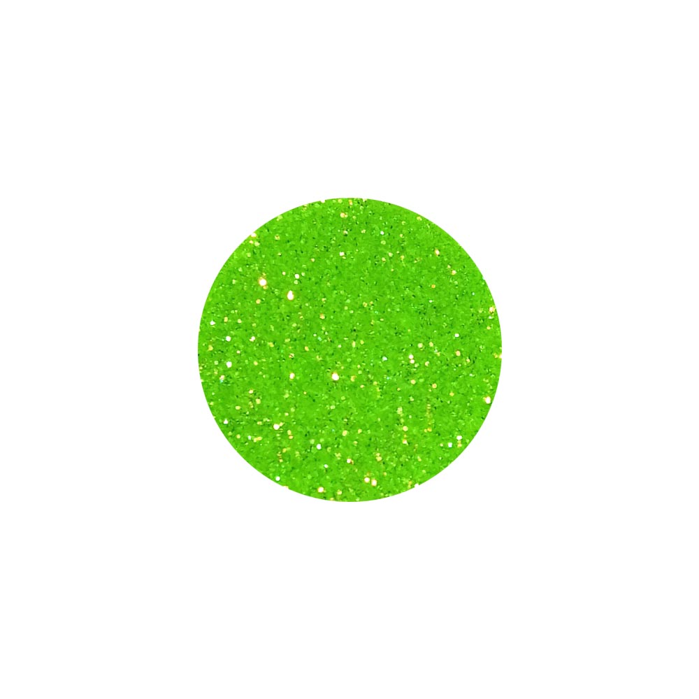 polvere glitter per unghie di colore verde fluo