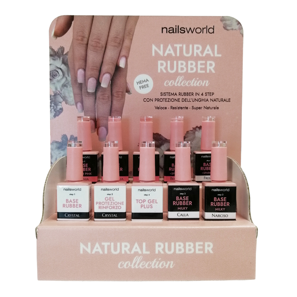 Natural Rubber Collection, kit basi rubber Nailsworld da 10 pezzi