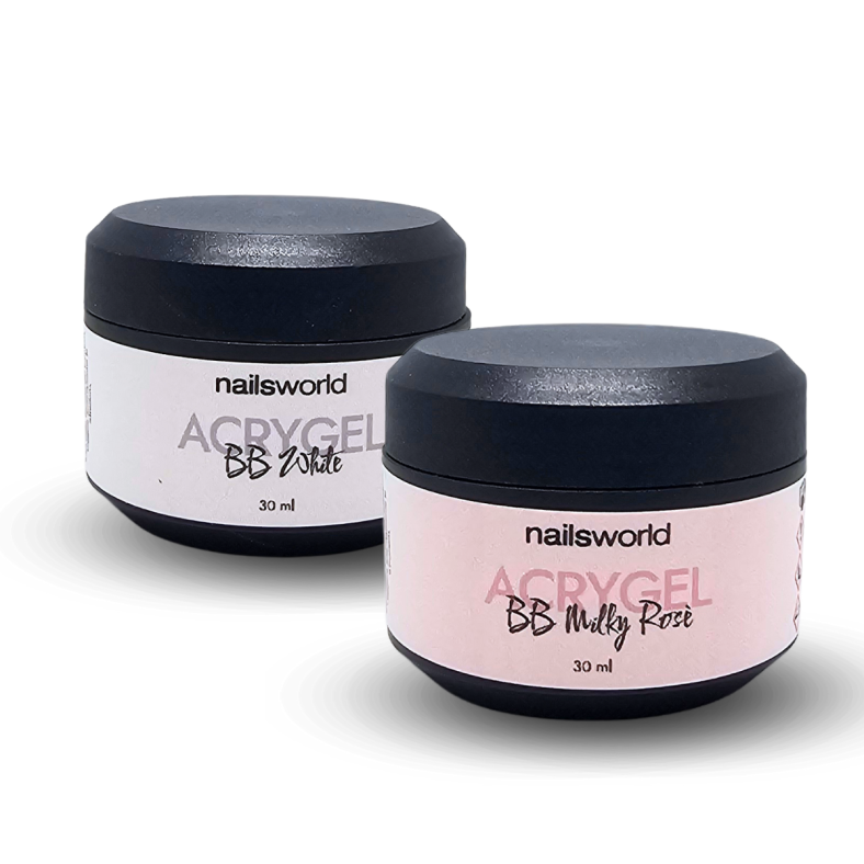 acrygel Nailsworld da 30 ml nelle colorazioni bb white e pastel pink